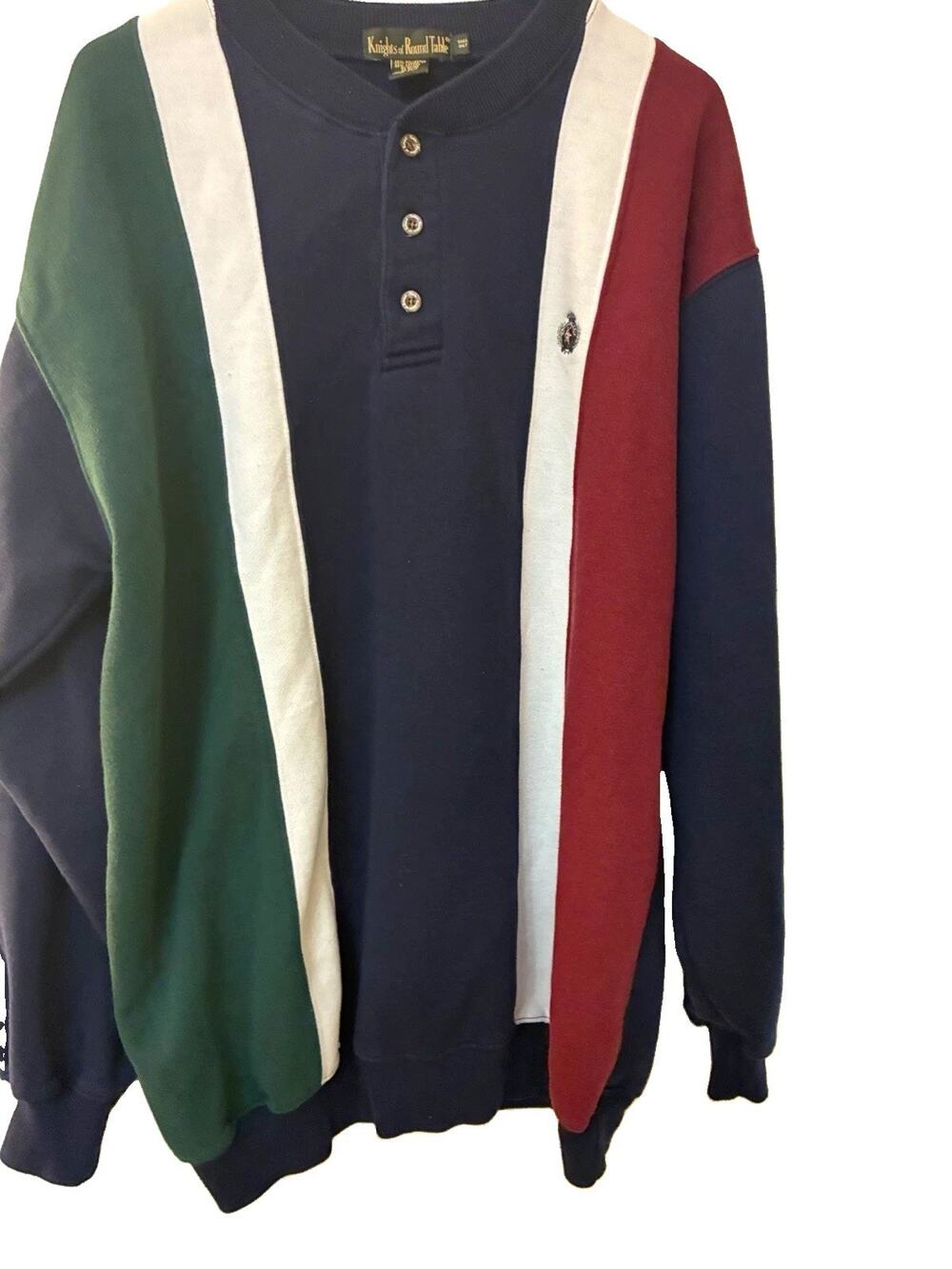 Vintage 90s Knights of the Round Table Henley Sweatshirt Mens 1XLT Colorblock